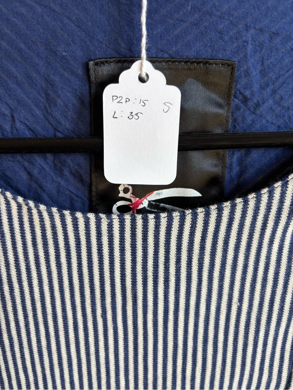 Denham Jeans Navy & White Striped Long-Sleeve Tunic with Button Detail - Picture 5 of 7